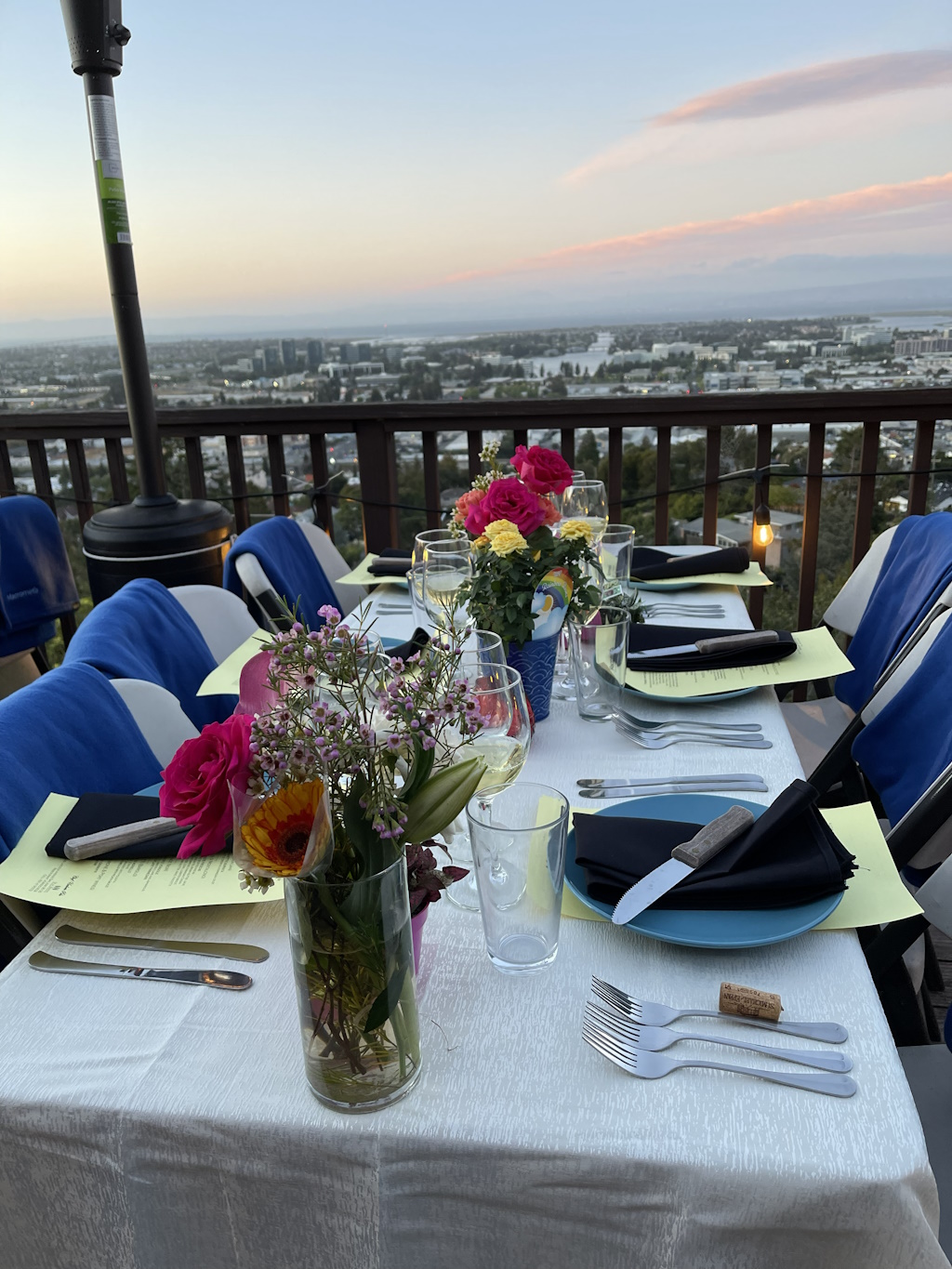 small group dinner setup with ocean view by our private chef